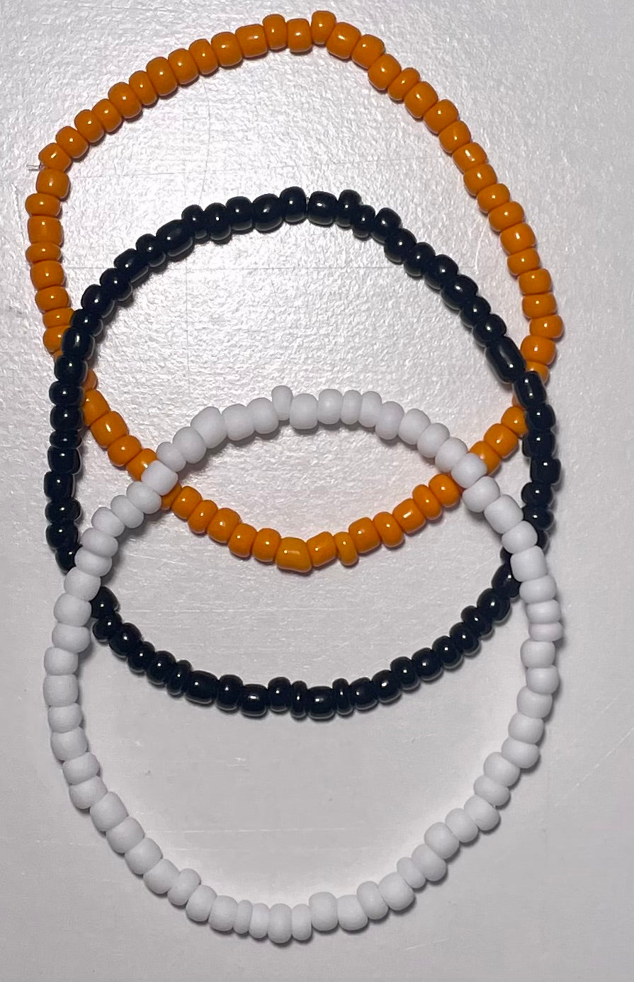 Orange, Black & White Glass Stacker Bracelets