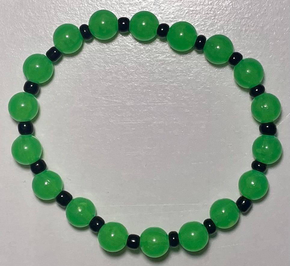 Green & Black Beaded Bracelet