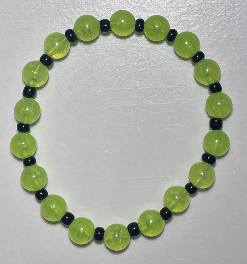 Light Green & Black Beaded Bracelet