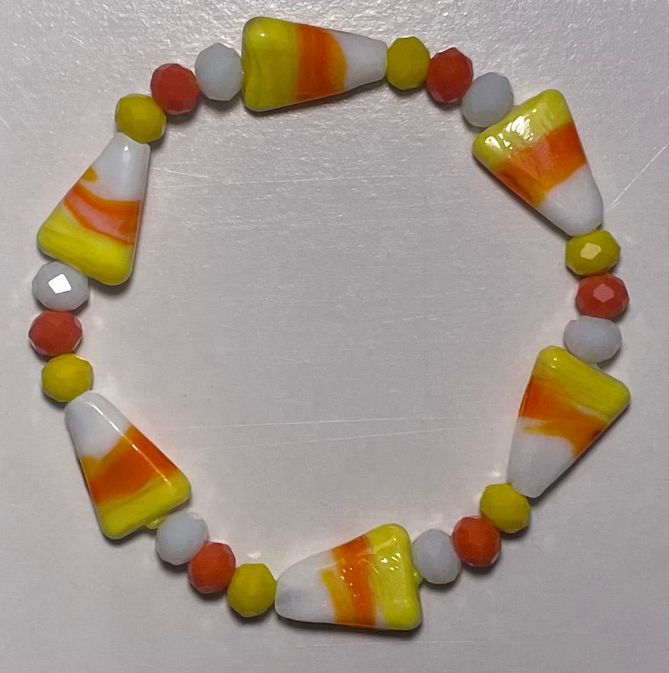 Candy Corn Glass Bracelet