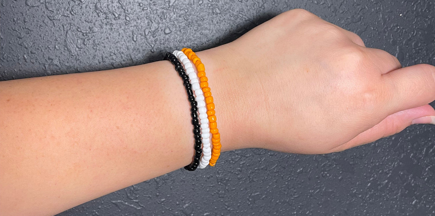 Orange, Black & White Glass Stacker Bracelets