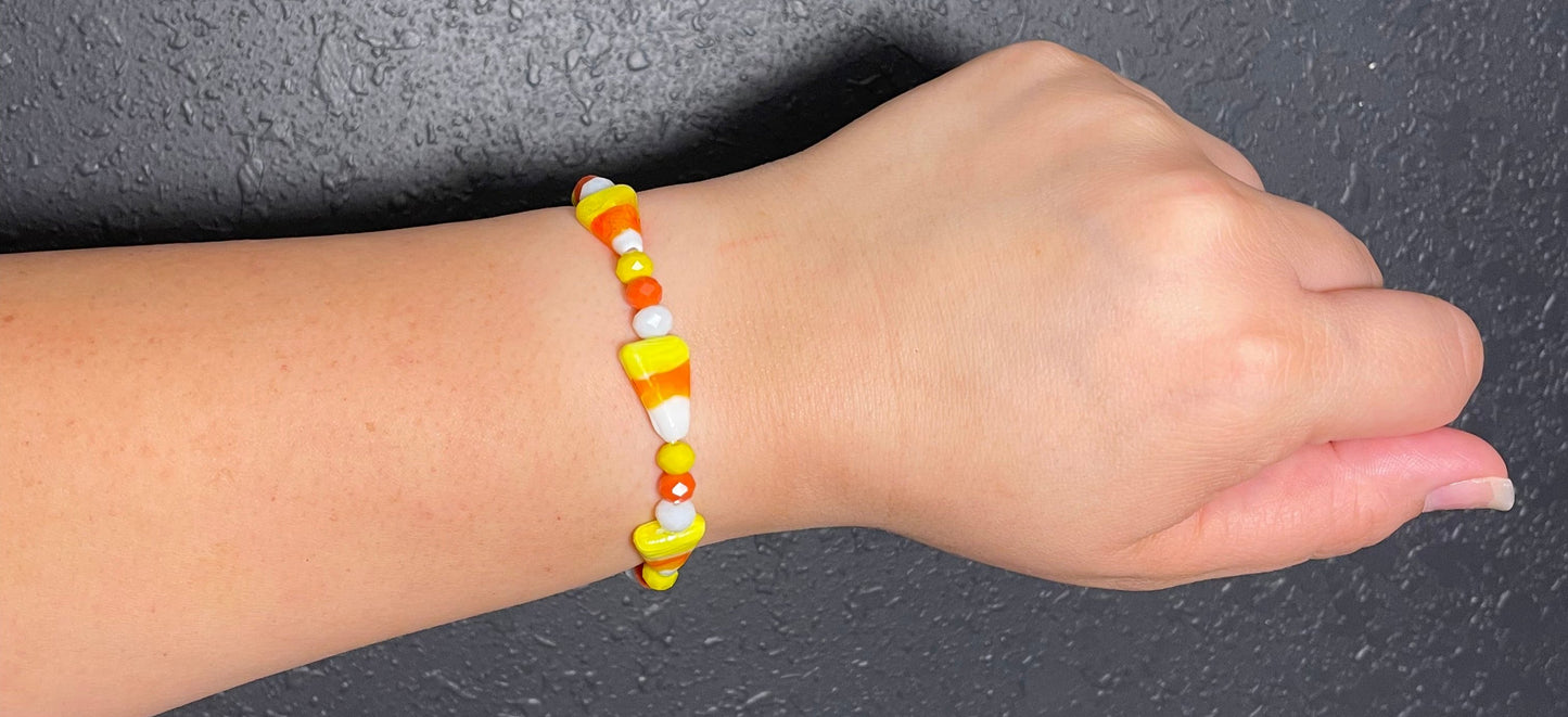 Candy Corn Glass Bracelet